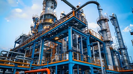 Fototapeta premium A high-tech ethanol fuel production facility, converting biomass into bioenergy as an environmentally friendly alternative energy source