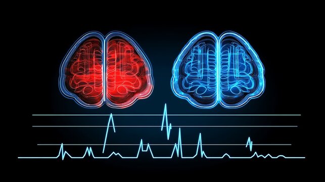 Brain scanning in progress with neural activity in black