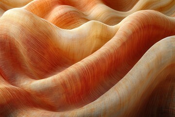 Abstract Close-up of Textured, Draped Fabric in Warm Terracotta Hues