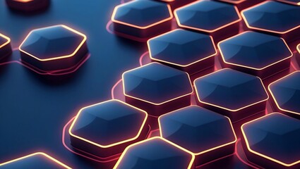 Futuristic Hexagonal Technology Interface with Neon Glow