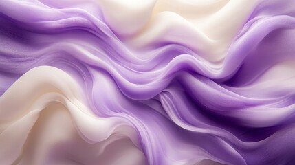 Fototapeta premium Beautiful flowing purple and cream color fabrics creating soft layers