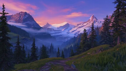 Breathtaking mountain landscape at sunset, perfect for outdoor adventures.