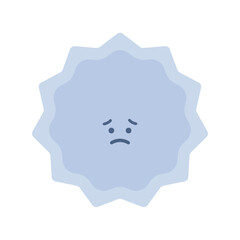 困り顔の青いギザギザした形のウイルスや菌、不安や心配、メンタルの不調など感情のイメージ素材