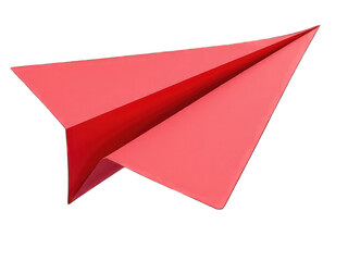 Red paper plane origami isolated on a blank white background