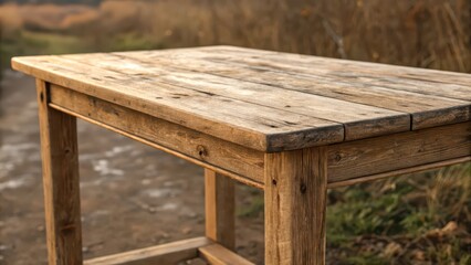 Naklejka premium Rustic Wooden Table on White Background