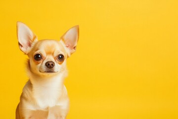 Obraz premium Chihuahua dog on colorful background, showing cute and playful expressions.