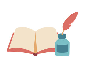 Poem Book Vintage Inkpot Quill