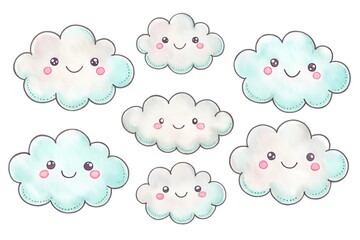 seamless pattern with clouds and birds