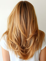 Obraz premium Close-Up of Long Straight Blonde Hair with Soft Waves from Behind