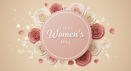 A romantic and sophisticated Women's Day poster with a warm beige background