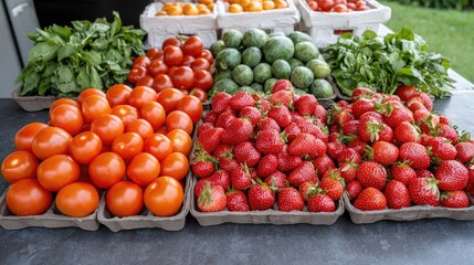 Fresh produce display at outdoor market (2)
