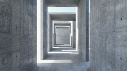 A modern concrete corridor showcasing minimalist architectural design.