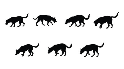 Sniffing Dog Silhouette Vector Set - Canine Tracking and Hunting Icons
