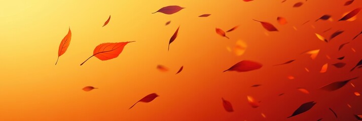 Abstract Autumn Background Featuring Numerous Red Orange and Brown Leaves Falling Against a Warm