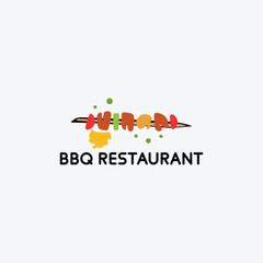 bbq pork, fork resaurant logo design vector