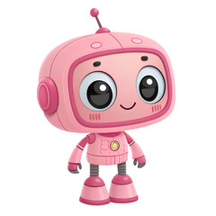 Fototapeta premium Cute pink robot illustration, futuristic design, playful robot, tech-themed art, sci-fi vibe