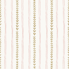 Seamless Hand Drawn Pattern Featuring Minimalist Stripes And Dotted Lines In Neutral Earthy Tones On A Light Background