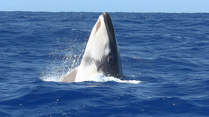 Naklejka premium Whale surfacing ocean water wildlife nature documentary background