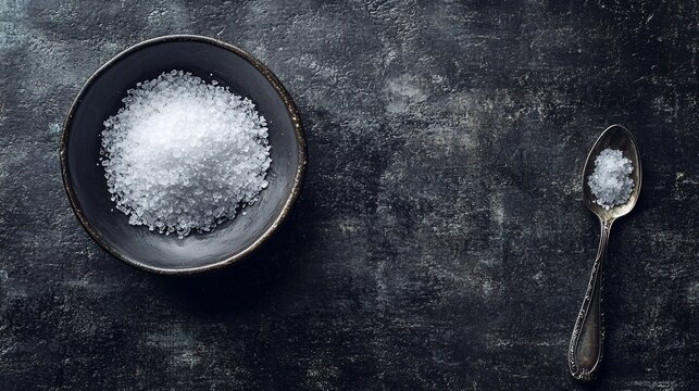Dark Textured Surface Highlighting Nitrate Salt in Bowl