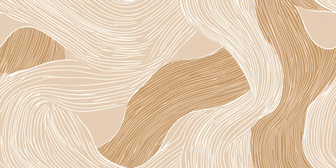 Abstract seamless wave brown beige pattern vector background, for textiles, packaging, wallpapers, invitations, and branding
