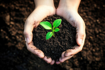 hand holding young tree for planting. concept eco earth day 
