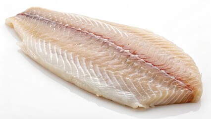 Raw Fish Fillet on White Background