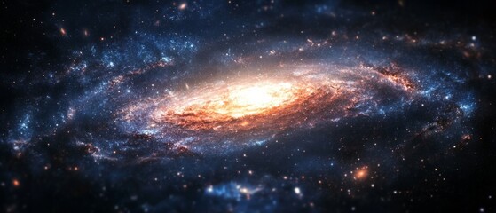 Fototapeta premium A mesmerizing spiral galaxy glimmers in the vastness of space, showcasing swirling stars and cosmic beauty, evoking wonder and infinity.