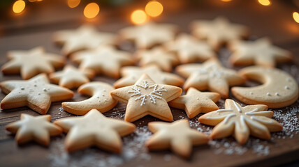 Fluffy, hand-painted sugar cookies shaped like stars and moons