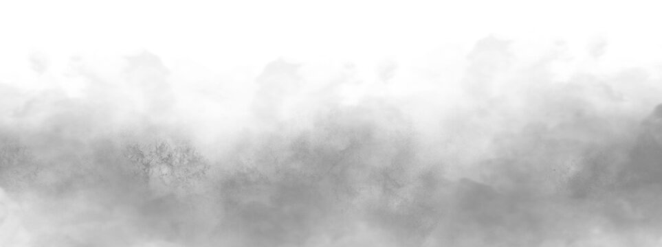 PNG fog texture isolated on transparent background. Border from smoke. Design element. White vector cloudiness.
