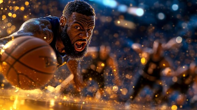 Elite Basketball Player in Action During an Intense Game Moment. Generative AI
