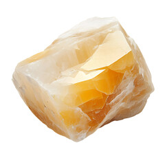 A Smooth Chunk of Calcite with Soft Yellow Hue Isolated on Transparent Background