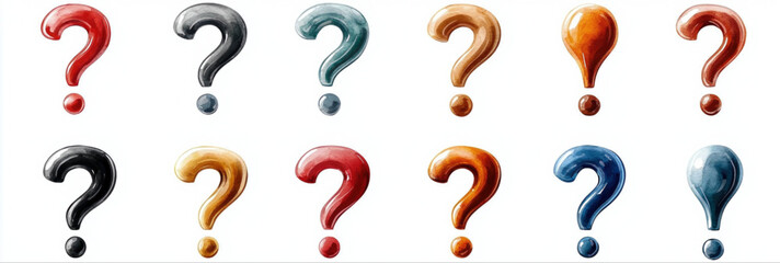 Naklejka premium Collection of watercolor element and decoration for website design : Question Mark 