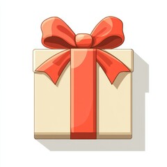 Flat trendy style gift icon with contemporary color palette, clean bow details, isolated on white background