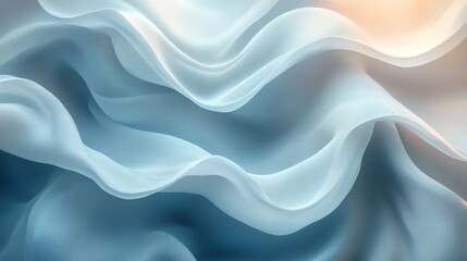 Obraz premium Silky flowing fabric with elegant gradients in blue and light peach