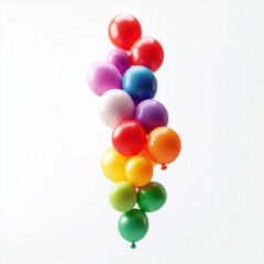 LGBTQ+ pride balloons floating in the air, vibrant rainbow colors, isolated white background, cinematic 8K hyper-realism 