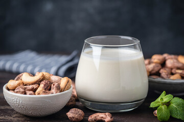 Glass of dairy free cashew milk