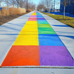 LGBTQ+ pride symbols painted on a sidewalk, rainbow colors radiating, isolated white background, cinematic 8K hyper-realism 