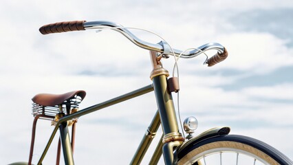 Vintage Bicycle, Chrome, Leather, White Background