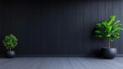 Dark wood wall room interior plants