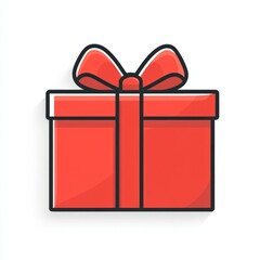 Simple trendy flat gift icon, sleek edges, ribbon tied neatly, bright minimal style on white 