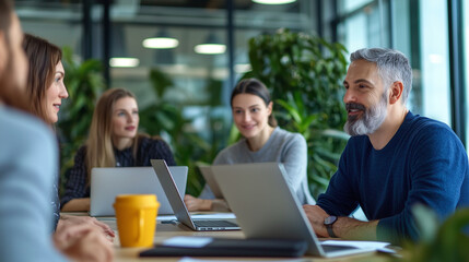 Collaborative Business Meeting in a Modern Office Setting