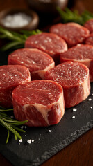 Premium Raw Ribeye Steaks with Rosemary and Sea Salt