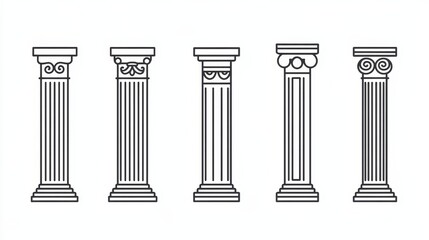 Obraz premium Set of column icons in a linear style. Perfectly suitable for any project.
