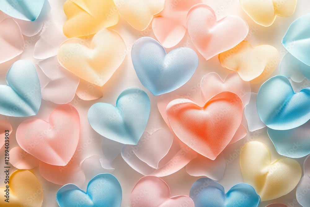 Poster colorful watercolor hearts displayed on a white background create a vibrant and cheerful atmosphere,
