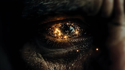 Obraz premium Glowing Eye, Close-up, Dark Background, Digital Art, Abstract Concept