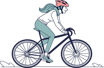 Obraz premium Charming Woman on Bicycle. Vector Design for Fitness Enthusiasts