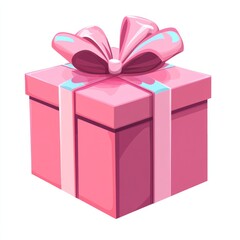 Obraz premium Vibrant flat design of a gift box, large symmetrical bow with clean lines, isolated on white 