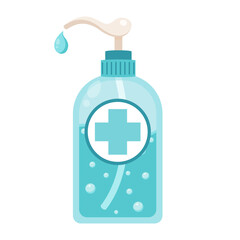 Isolated cartoon graphic icon illustration of liquid hand sanitizer