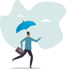 Fototapeta premium Insurance and protection, safety and security or business shielding or shelter to protect in economic crisis.business concept.flat character.