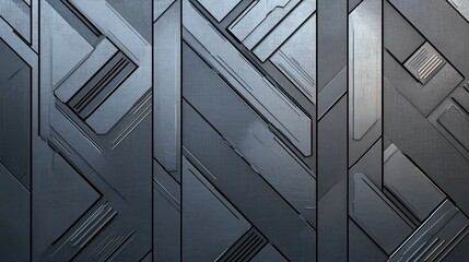 Modern abstract textured wall design featuring dynamic geometric patterns in shades of black and gray